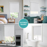 Joydeco 100% Blackout Roller Shades Cordless Blinds for Windows, Free-Stop Shades, UV Protection, Natural Woven Blinds for Home and Office, Light-Proof Aluminum Cover (35" W x 75" H, White) Joydeco