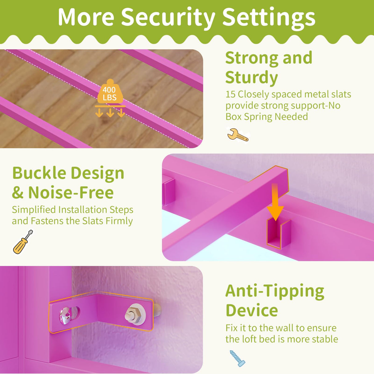 DICTAC Low Twin Size Loft Bed with Reading Corner and Bookshelf,Metal Twin Loft Bed with LED Lights,3 Sling Drawers&2 Movable Storage Bins,loft bed for Kids with 13.98"H Safety Guardrail & Stairs,Pink DICTAC