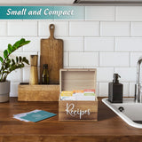 DRASTAR Recipe Card Box, Recipe Holder 4x6, Recipe Organizer with 50 Cards and 6 Dividers, Index Card Box, Wooden Box for Kitchen Countertop, Brown DRASTAR