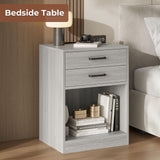 ADORNEVE Nightstands Set of 2,Grey Nightstand with Charging Station & Drawers,Night Stands for Bedrooms Set of 2 ADORNEVE
