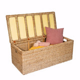 Wholestory Collective Wicker End of Bed Bench Rattan Storage Trunk and Chest Seagrass XL Organizers with Lid, Rattan Coffee Table Ottoman With Storage Handwoven Box (Extra Large) Wholestory Collective
