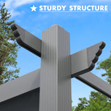 BPS 16 x 12 FT Outdoor Pergola with Retractable Shade Canopy, Dark Gray Matte Aluminum Frame, 2 Pieces Roller Shade Curtain, Grape Trellis Pergola for Patio Backyard and Deck - Dark Gray BPS