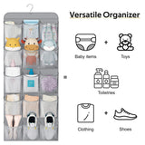 MISSLO 30 Large Pockets Dual Sided Hanging Shoe Organizer for Closet with Rotating Hanger Hanging Shoe Shelves, Grey MISSLO