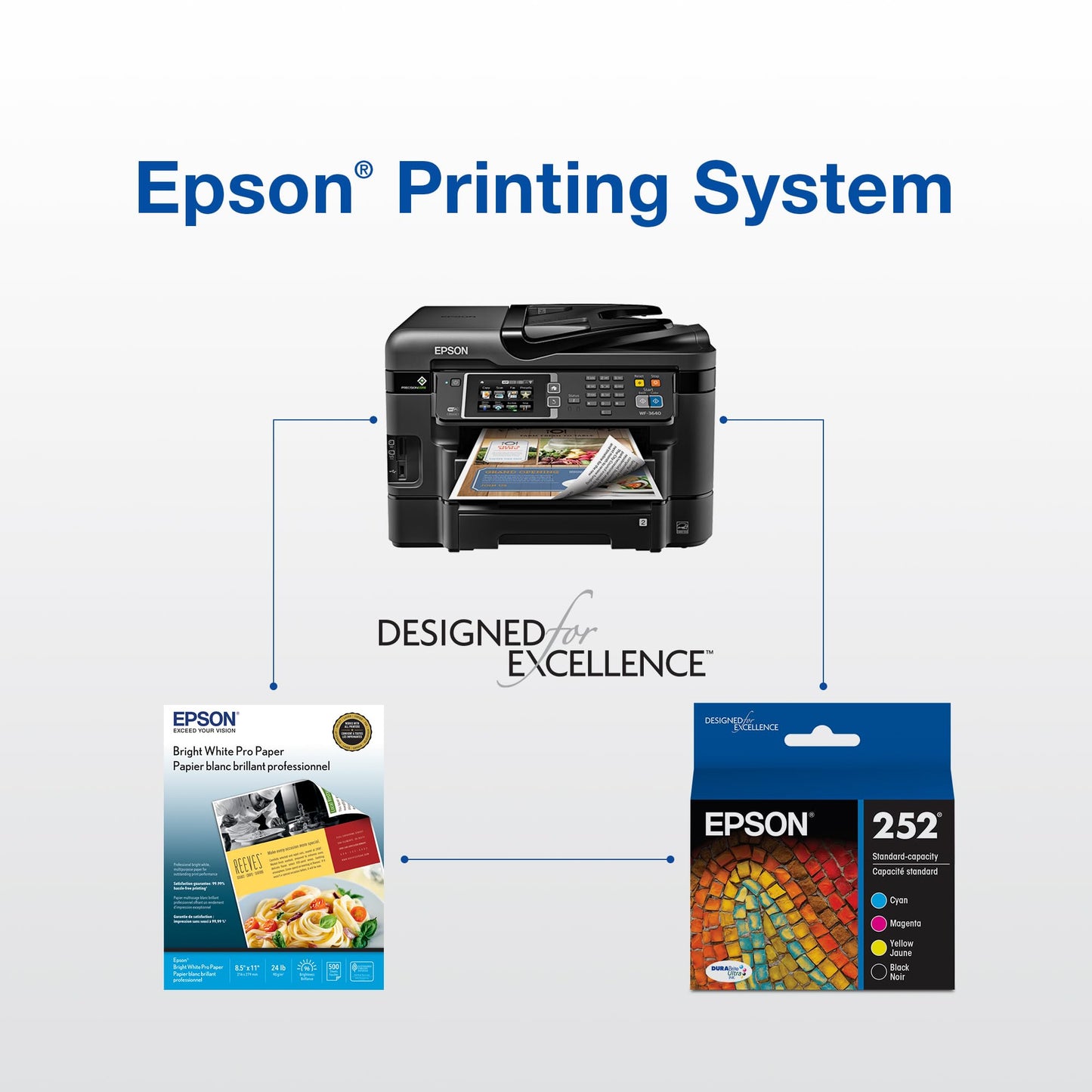 EPSON 252 DURABrite Ultra Ink High Capacity Black & Standard Color Cartridge Combo Pack (T252XL-BCS) Works with WorkForce WF-3620, WF-3640, WF-7110, WF-7610, WF-7620, WF-7710, WF-7720, WF-7210