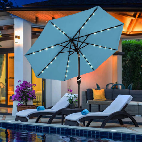 ABCCANOPY Durable Solar Led Patio Umbrellas with 32LED Lights 9FT (Turquoise) ABCCANOPY