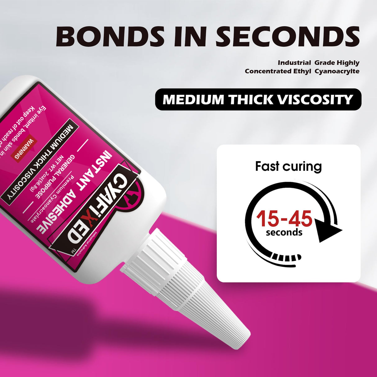 CYAFIXED Strong Cyanoacrylate (CA) Super Glue, Impact Resistant Medium-Thick Viscosity Instant Adhesive, 2 oz. (56.8 Grams) - CA Glue for 3D Printing, Aquascape and Hobby Models CYAFIXED