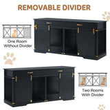 Extra Large Furniture Style Double Dog Crates, 72.5" Farmhouse Wooden Dog Kennel Furniture with Drawers, Divider, Water Resistant & Barn Door for 2 Dogs, Black EDYO LIVING