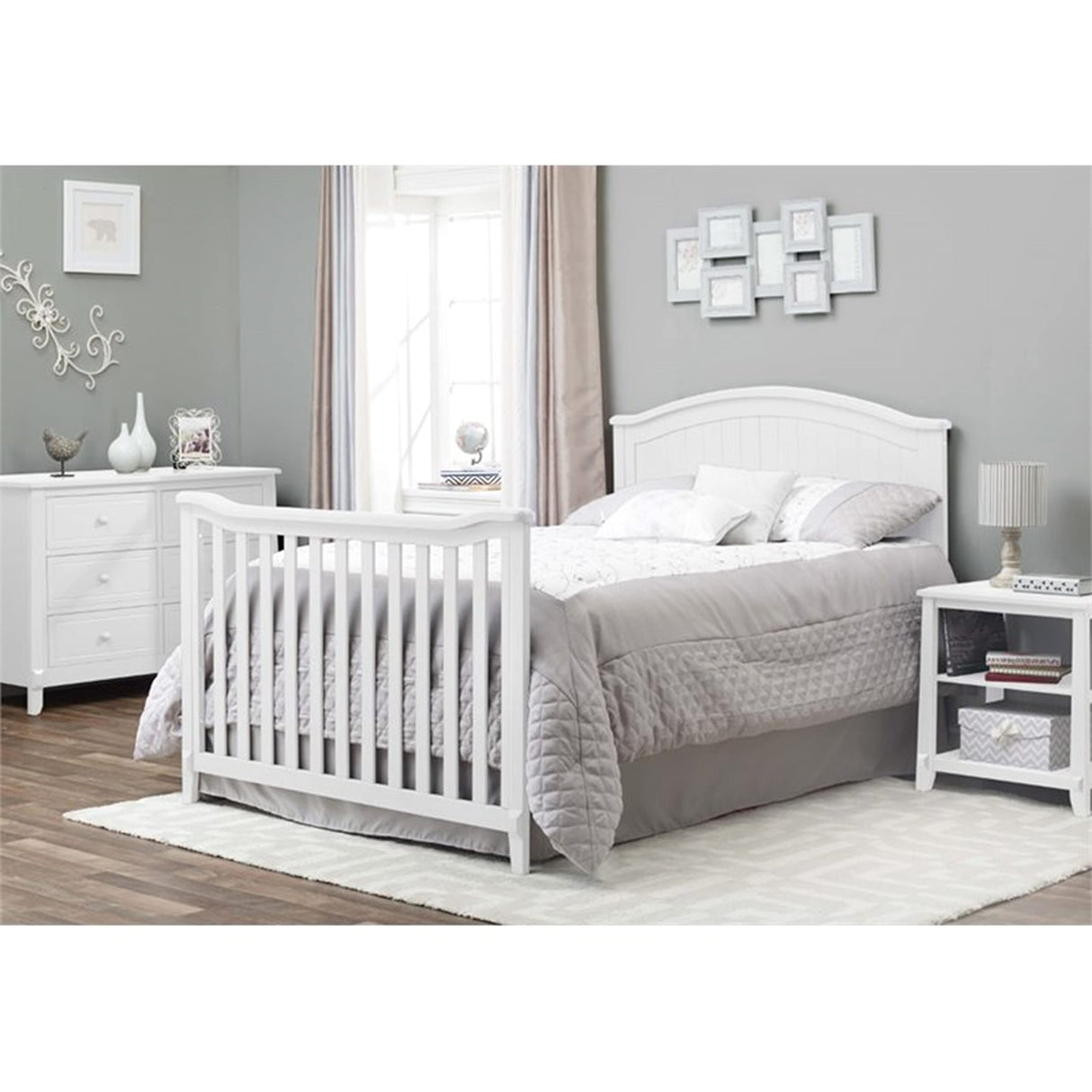 Sorelle Furniture Fairview Crib, Classic 4-in-1 Convertible Crib, Made of Wood, Non-Toxic Finish, Wooden Baby Bed, Toddler Bed, Child’s Daybed and Full-Size Bed, Nursery Furniture -Gray Sorelle