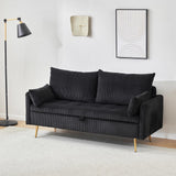 Furnimart 2-Seater Storage Loveseat for Small Spaces, 62“ Corduroy Couch with Removable Cushion Cover and Metal Leg for Bedroom, Apartment, Tiny Homes and Lofts, Black Furnimart