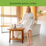 GREENTEAK Premium 22" Teak Shower Bench with Handles, Waterproof Teak Shower Stool, Wooden Stool for Bathroom, Teak Wood Shower Seat Chair for Shower Storage Shelf, 300 Lbs Capacity GREENTEAK