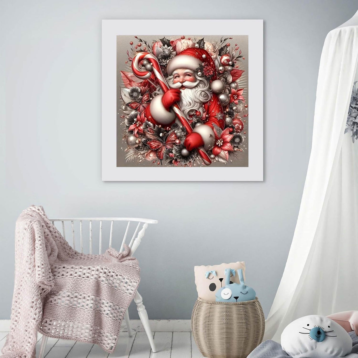 MjhRcll Christmas Paint by Numbers for Adults,DIY Christmas Santa Paint by Numbers Kits on Canvas,Winter Painting by Number for Home Wall Decor 16X16 Inch MjhRcll