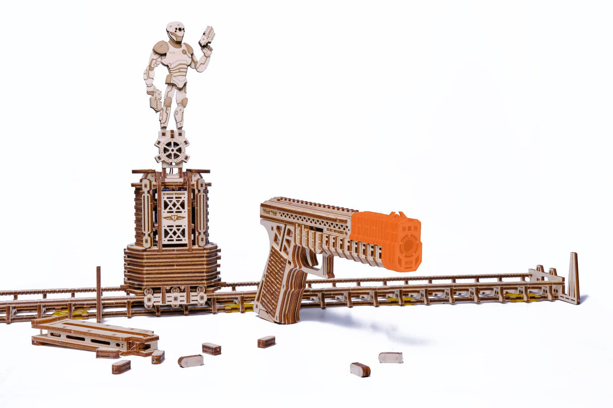 Wood Trick Electric Shooting Target Game 3D Wooden Puzzles for Adults and Kids to Build - Target Shooting Games for Kids and Adults - Wooden Model Wood Trick