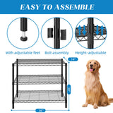 Guan River 3-Shelf Adjustable Metal Shelf Wire Shelving Unit Storage Rack Display Shelf for Office,Kitchen,Bedroom,Bathroom,Laundry,Pantry Basement,Garage(Black,36" L x 14" W x 30" H) Guan River