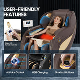 Artist hand Massage Chair Full Body, Zero Gravity Massage Chair SL-Track Shiatsu Massage Recliner Chair with 12 Modes, Bluetooth Speakers, Body Scan, Heating, Foot Roller, AI Control, Airbags, Brown Artist hand