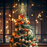 hogardeck Christmas Tree Topper, Glittered Gold Angel Tree Topper for Christmas Treetop, 30 LED Timer Sparkling Tree Toppers for Christmas Tree Decorations hogardeck