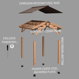 Backyard Discovery Norwood 14 ft. x 10 ft. Cedar Wood Gazebo,Thermal Insulated Steel Roof, Durable, Supports Snow Loads and Wind Speed, Rot Resistant, Backyard, Deck, Garden, Patio Light Brown Backyard Discovery