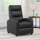KISLOT Recliner Chair for Adults Push Back Armchair Home Theater Seating with Lumbar Support Single Sofa for Living Room.Black(PU Leather) KISLOT