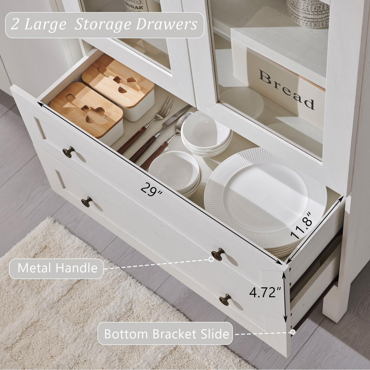 IFGET 71" Tall Arched Kitchen Pantry Cabinet, Wood Kitchen Storage Cabinets with 2 Large Drawers and Adjustable Shelves, Modern Farmhouse Versatile Cupboard for Kitchen, Dining Room, Bathroom, White IFGET