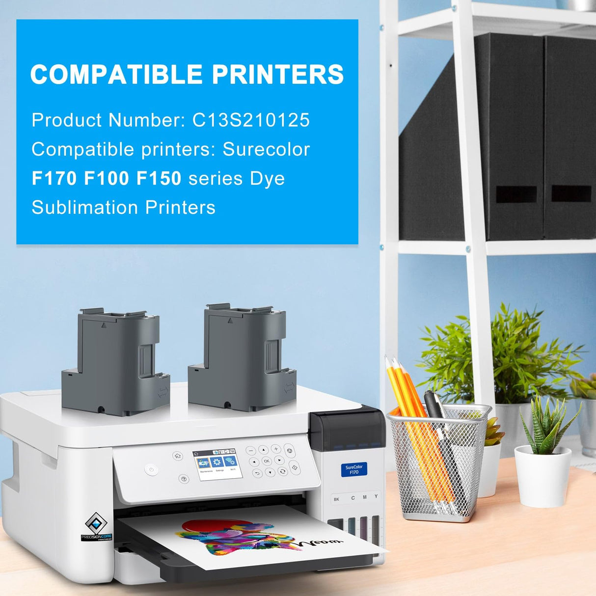 C13S210125 Ink Maintenance Box (S210125/SC23MB), Waste Ink Tank Replacement Compatible for EPSON Surecolor SC-F170 F100 F150 Dye Sub Printers - 2 Packs Poschink