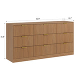 Sscaktu 9 Drawer Dresser for Bedroom with Deep Drawers, 63" Wide Wood Dresser, Large Floor Chest of Drawers, Modern Long TV Stand, Mid Century Storage Cabinet Side Table, Natural Sscaktu
