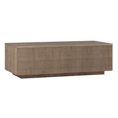 Henn&Hart 48" Fluted Rectangular Low-Profile Coffee Table for Living Room, Family Room, or Office, Antiqued Gray Oak