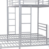 Harper & Bright Designs Metal Triple Bunk Beds Full Over Twin & Twin Bunk Bed with Upper Built-in Shelf, 3 Bed Bunk Beds with 2 Ladders for Kids, Teens, Adults, Silver Harper & Bright Designs