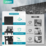 LOUNZY 9 Pieces Patio Dining Sets, Outdoor HDPE Furniture Set for 8 w/ 2" Hole Cut-Out Dining Table with 8 Patio Chairs(2 W/Armrest, 6 w/o Armrest), Black LOUNZY