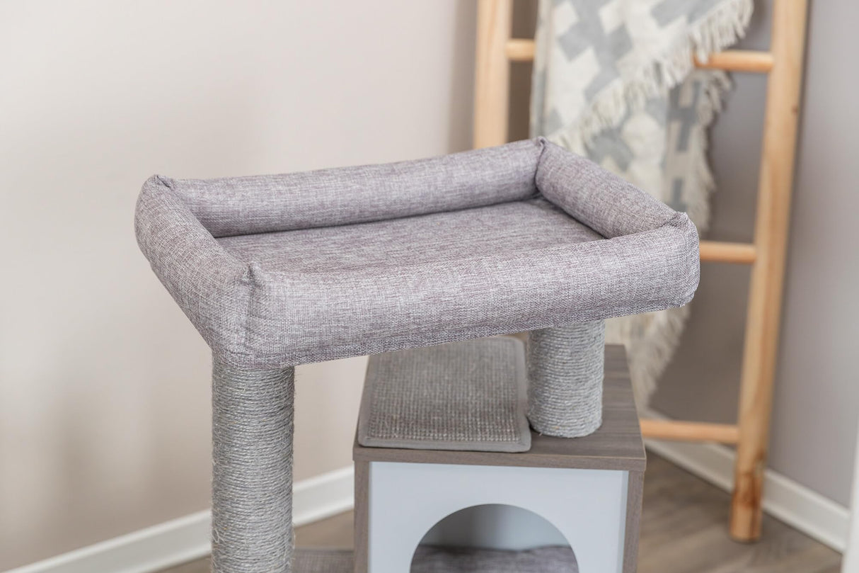 TRIXIE Mali 34-in Cat Tree, Modern Wood Cat Tower, Sisal Scratching Posts & Pads, 2 Condos, Sisal Ramp, Cozy Bed TRIXIE