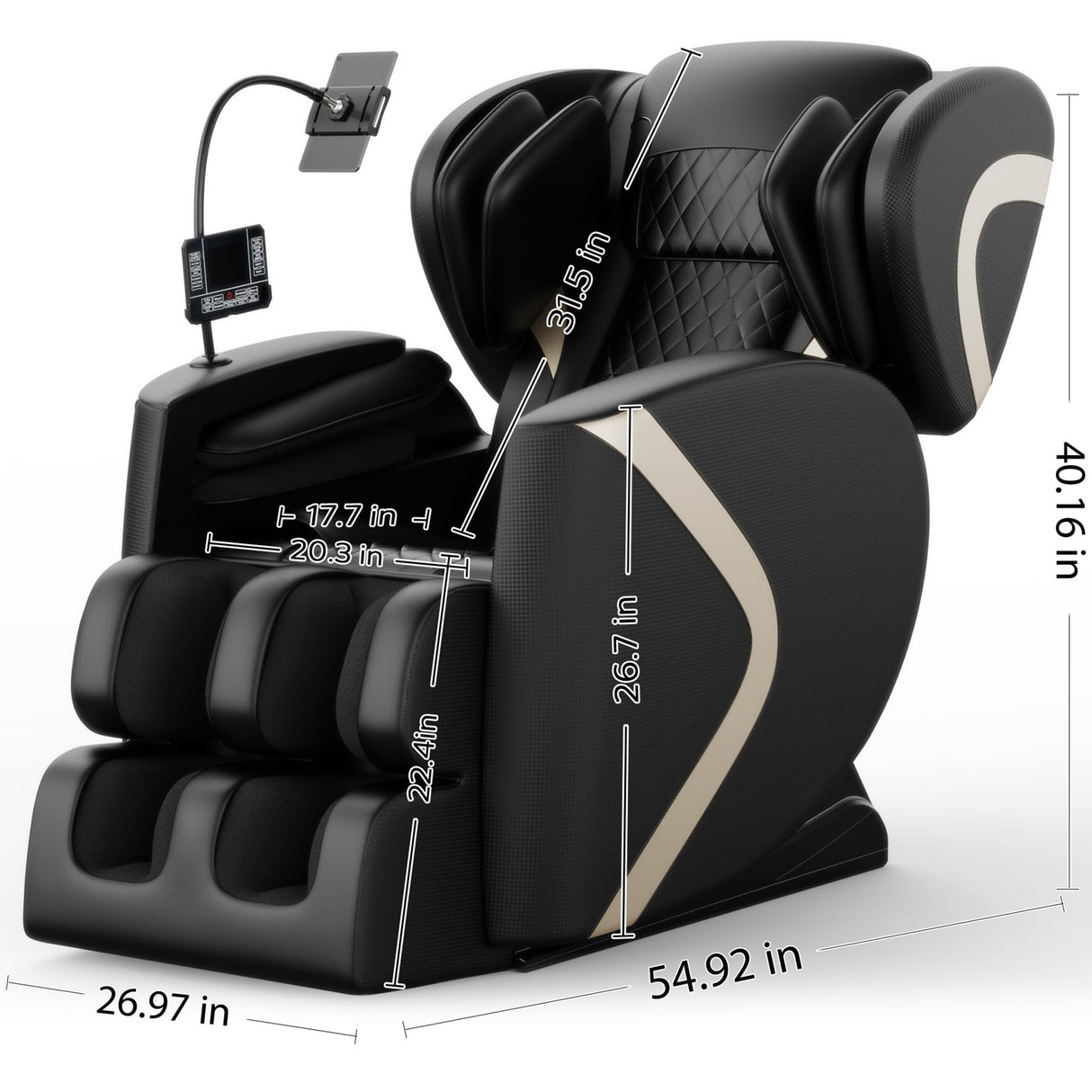 VUYSUYVY 2025 Massage Chair Full Body, Zero Gravity Massage Chair and Recliner with 8 Fix Rollers, Heating, Foot Massage, Auto Modes, Bluetooth Speaker, Touch Screen Controller VUYSUYVY