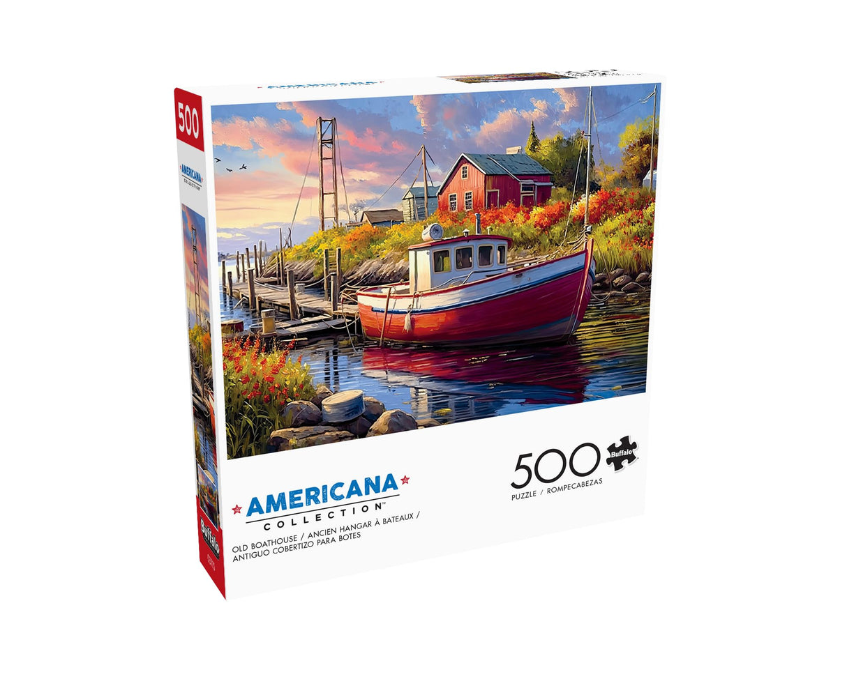 Buffalo Games - Imagine It Images - Old Boathouse - 500 Piece Jigsaw Puzzle for Adults -Challenging Puzzle Perfect for Game Nights - Finished Size is 21.25 x 15.00 Buffalo Games