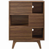 Modway Render Three-Tier Display Storage Cabinet Stand, Walnut Modway