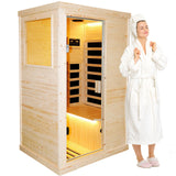 OUTEXER Far Infrared Wooden Sauna Room Home Sauna Spa Low-EMF Dry Saunas Single Person Spa Finland Spruce Wood fit for 7ft Person OUTEXER