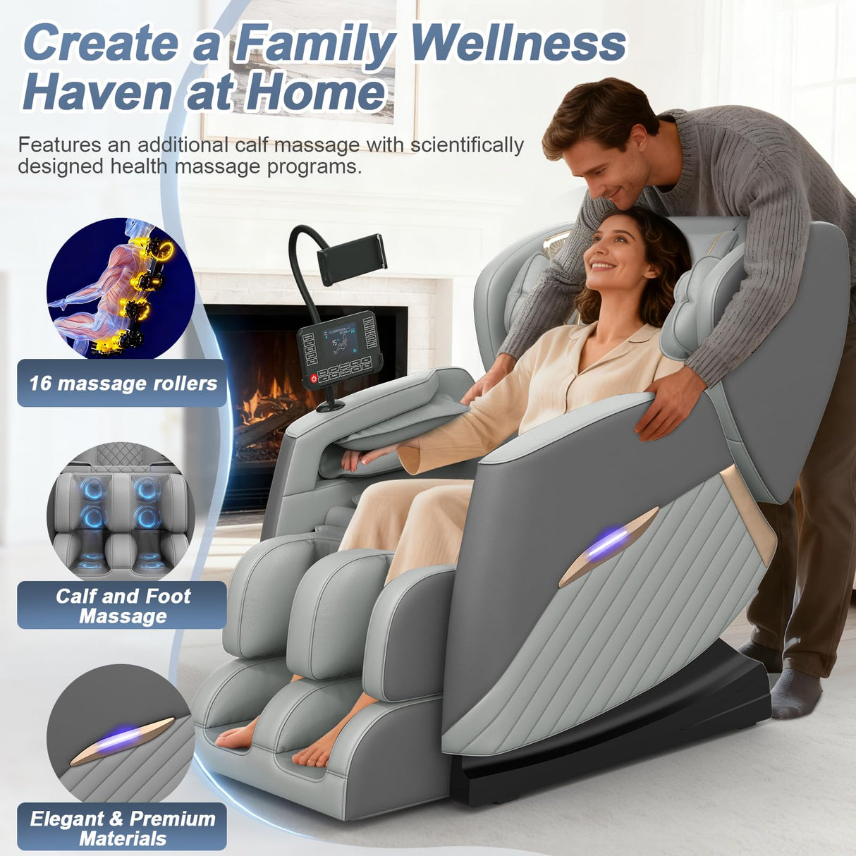 Srfzluxy Massage Chair Full Body, Zero Gravity Massage Chair with 16 Fix Rollers, Auto Massage Program, Foot and Calf Massage, Recliner Chair with Heating, Touch Screen Controller, Bluetooth Speaker Srfzluxy