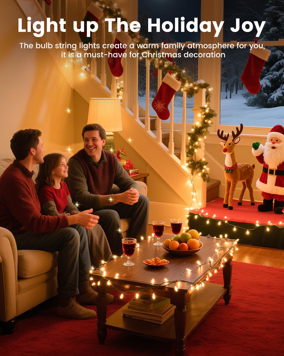 Clear Christmas String Lights 100 Count 25 Feet Incandescent Bulb Mini Lights for Indoor Xmas Tree Garland Birthday Wedding Party Festival Decoration, Green Wire Minetom