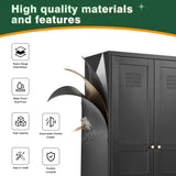 Letaya Black Storage Cabinet with Feets-Metal Home Kitchen Pantry Cabinets with Doors and Adjustable Shelves,Organization Locker for Cupboard/Bedroom/Dining/Living/Bathroom/Office/Garage Room (Black) Letaya