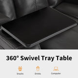 MCombo Power Recliner Chair with Adjustable Headrest for Living Room, Home Theater Seating with Swivel Tray Table, USB Port, LED Light, Armrest Storage HTS422 (Grey) MCombo