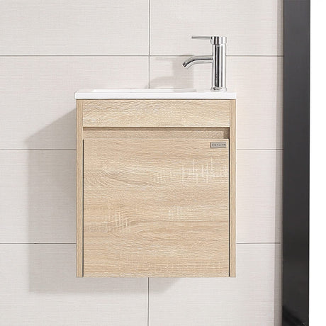 wonline 16" Single Sink Bathroom Vanity, Floating Modern Bathroom Vanity with Sink for Small Space wonline