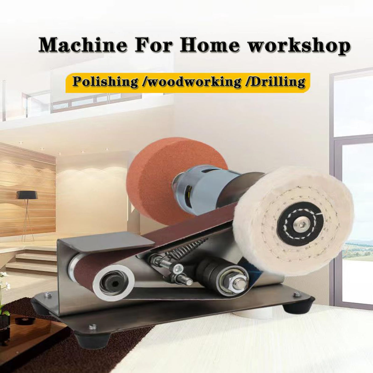 MIZHAO Electric Knife Sharpener Multifunctional - 7 Adjustable Speed Knife Making Belt Grinder Knife Sharpening System - For Hunting, Serrated & Kitchen Knives, Wood, Plastic, Crafts, Silver MIZHAO