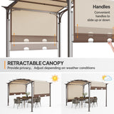 VINGLI 8.8’x 10.8' Outdoor Pergola Aluminum Retractable Pergola Canopy with Adjustable Roof, Garden Pergola for Deck, Porch, Garden, Yard (Khaki) VINGLI