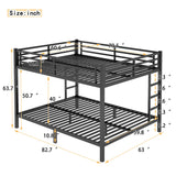 Bellemave Queen Over Queen Bunk Bed for Adults Teens, Metal Queen Bunk Bed with 2 Ladder & Safety Guardrails Heavy Duty Queen Size Bunk Beds with Noise-Reducing Rubber Stoppers, Easy Assemble, Black Bellemave