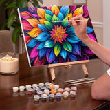 MaiMMaledy Paint by Numbers Kit for Adults Beginners Canvas Pictures with Framed Drawing Painting Acrylic Pigment with Wooden Triangle Easel Colorful Flowers 8Wx12L inch MaiMMaledy