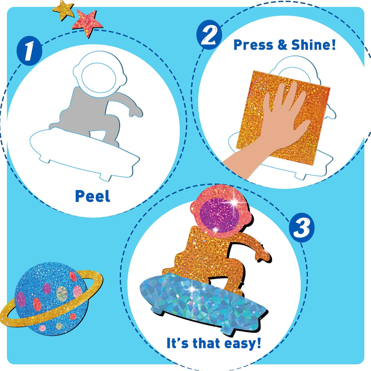 CREATIVETREES Foil Arts and Crafts for Kids – Space Craft with Clean Crafting, Mess-Free Coloring, Travel Toys, and Birthday Gifts for Ages 4 5 6 7 8 9-12 CREATIVETREES