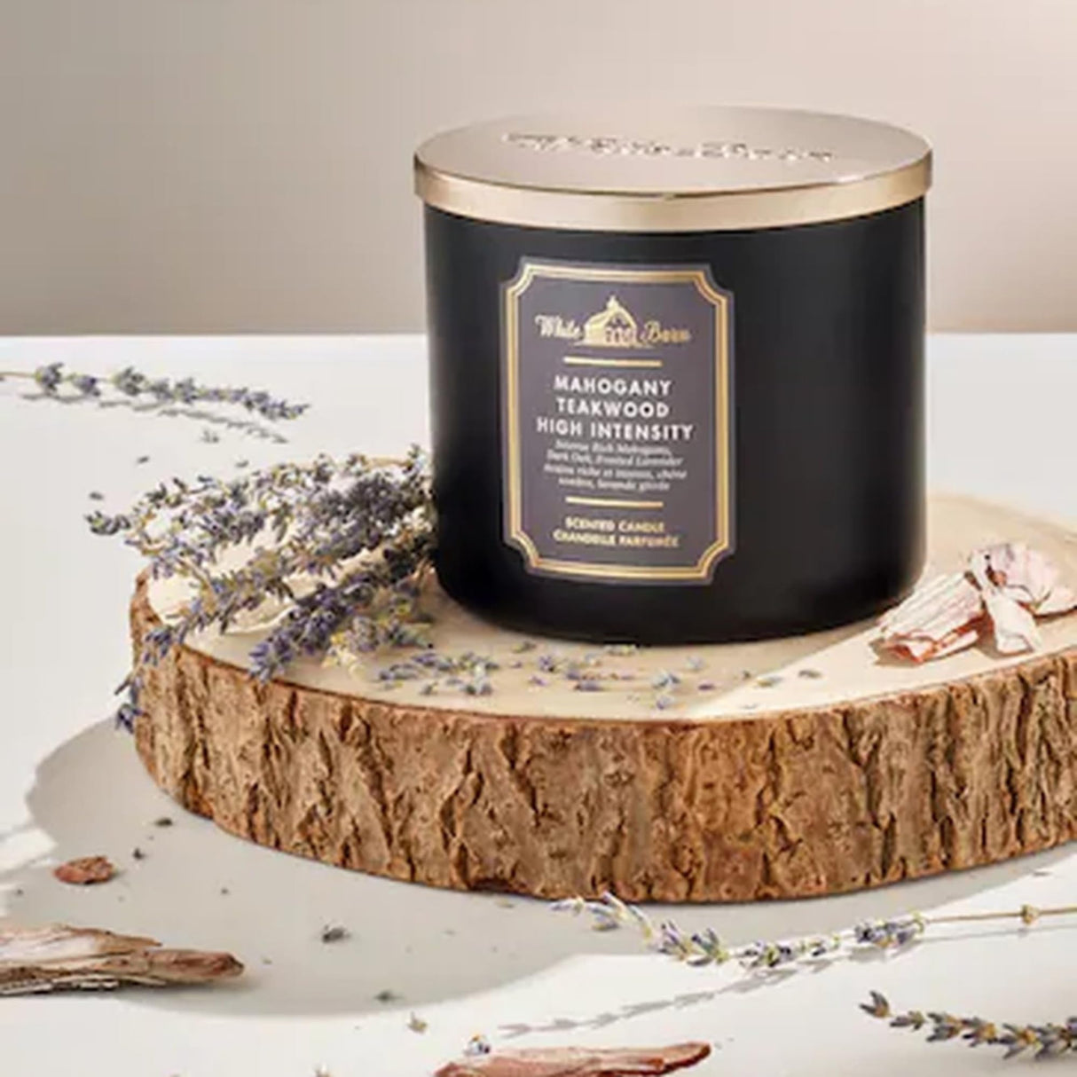 Bath & Body Works White Barn 3-Wick Candle in Mahogany Teakwood High Intensity, Scented Bath & Body Works