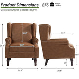 DREAMSIDEA Accent Chair, Upholstered High Back Armchair with Nailhead Trim & Wood Legs, Comfy Wingback Reading Single Sofa Chair for Small Spaces, Living Room, Bedroom (Leather Brown, Set of 1) DREAMSIDEA