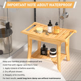 Zhuoyue Bamboo Spa Bath Shower Stool & Bench with Storage Shelf, Shower Bath Seats for Adults Seniors Women Elderly Tileable Zhuoyue