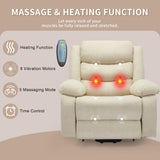 Korser Oversized Power Lift Recliner for Elderly, Electric Recliner Chairs with Massage and Heat, Extra Wide Recliner with Side Pockets, Reclining Chair for Living Room (Cashmere, Beige) Korser