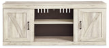 Signature Design by Ashley Bellaby Farmhouse Large TV Stand up to 60" with 3 Adjustable Shelves and Fireplace Option, White Signature Design by Ashley