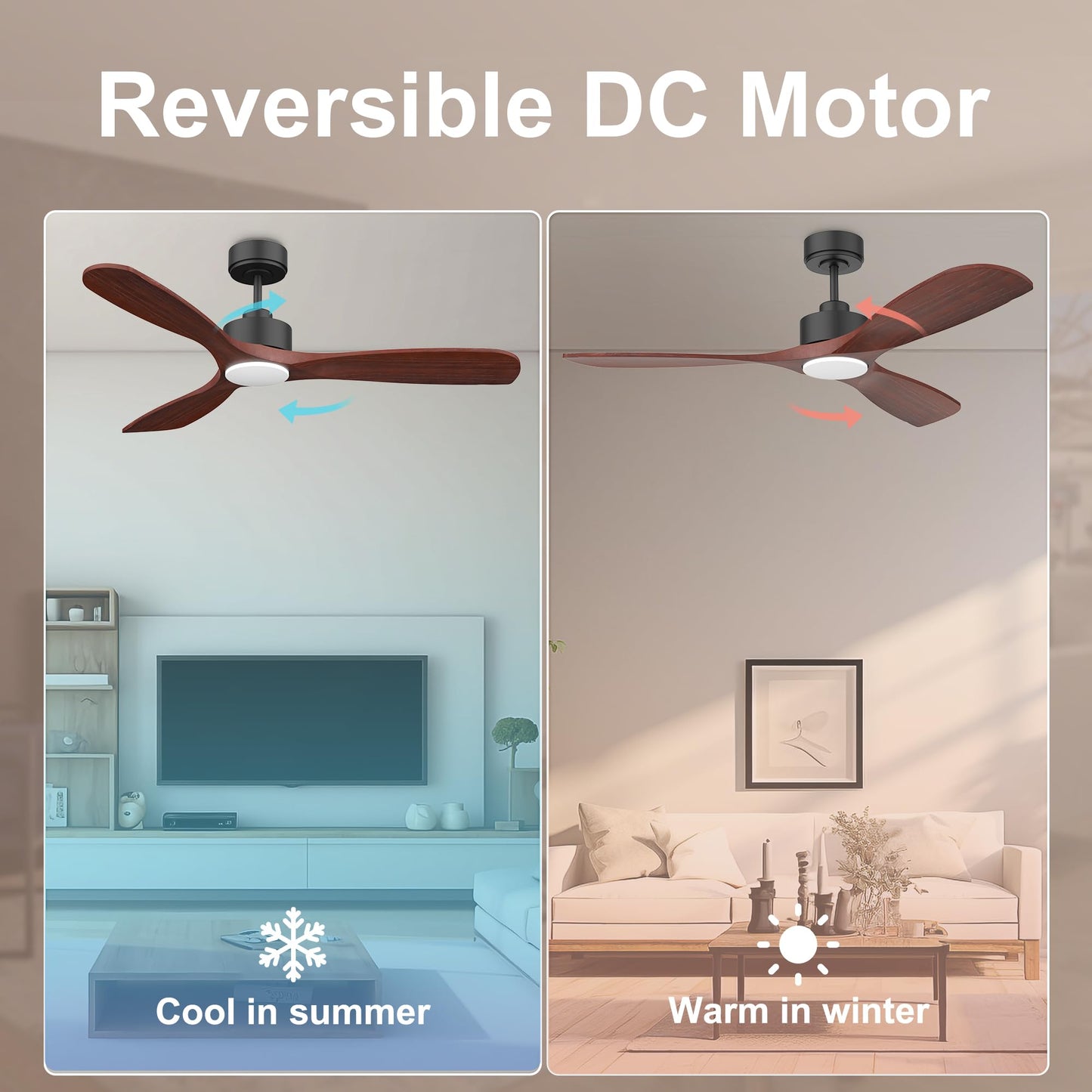 Hoenofly 52” Wood Smart Ceiling Fans with Lights Remote,Quiet DC Motor,Outdoor Indoor Ceiling Fan,Voice Control via WIFI Alexa App,Dimmable,Modern Black Lighting& Ceiling Fan for Bedroom Patio Porch