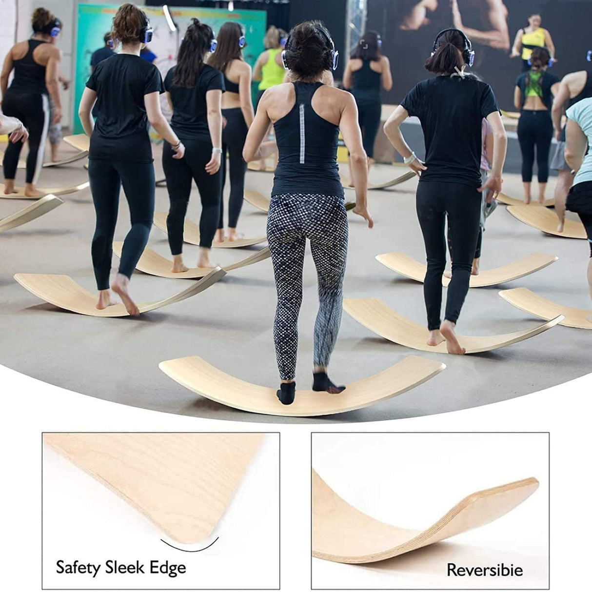 Gentle Monster Wooden Wobble Balance Board, 35 Inch Rocker Board Natural Wood, Kids Toddler Open Ended Learning Toy, Yoga Curvy Board for Classroom & Office Adult Gentle Monster