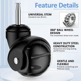 2 inch Ball Caster Wheels，Casters Set of 4 Ball Bearing Steel Stem,Casters for Furniture Legs Using for Hardwood Floor,Ball Casters for Cabinet,Workbench,Cart（Casters Set of 4 Heavy Duty Apllamo